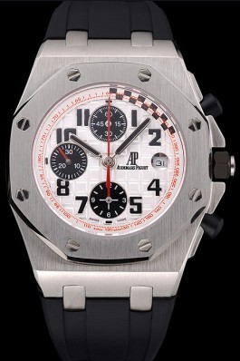 Swiss Audemars Piguet Royal Oak Offshore White And Red Dial Stainless Steel Case Black Rubber Strap 622856