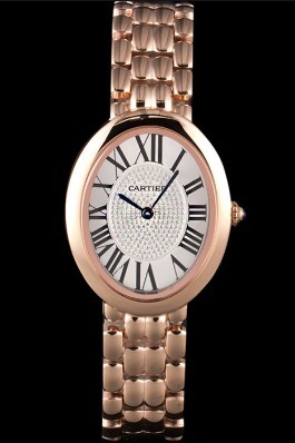 Cartier Baignoire White Dial Pink Gold Case And Bracelet