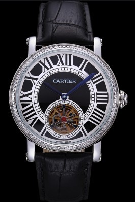 Cartier Rotonde Flying Tourbillon Diamonds Black Dial 621953