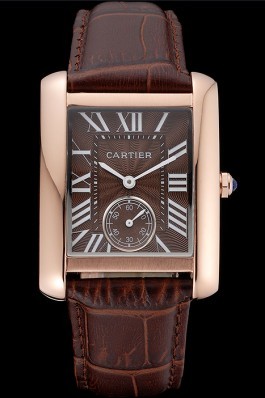 Cartier Tank MC Gold Case Brown Dial Brown Leather Strap 622175