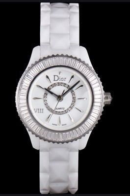 Dior VIII Baguette Cut White Diamonds with Diamond Encrusted Dial cd06 621359