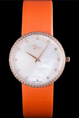 La D de Dior Orange Rubber Strap with White Dial 621510