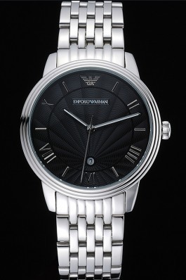 Emporio Armani Classic Black Dial Stainless Steel Bracelet 622334