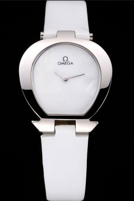 Omega Ladies Watch White Dial Stainless Steel Case White Leather Strap 622816