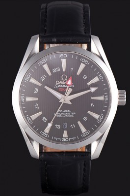 Omega Seamaster Black Dial with Black Leather Band 621574