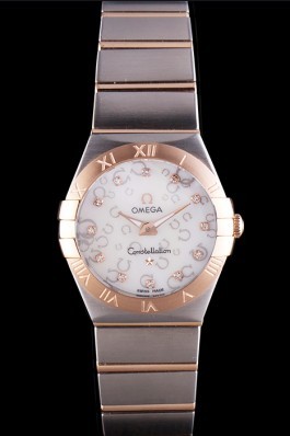 Omega Constellation Rose Gold Bezel Two Tone Band som103 621483