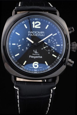 Panerai Top Replica 8601 Black Leather Strap Black Luxury Watch 68