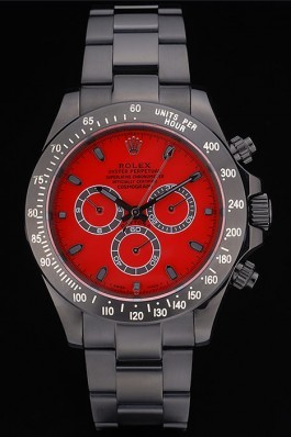 Rolex Daytona Black Ion Plated Tachymeter Black Stainless Steel Strap Red Dial 80248