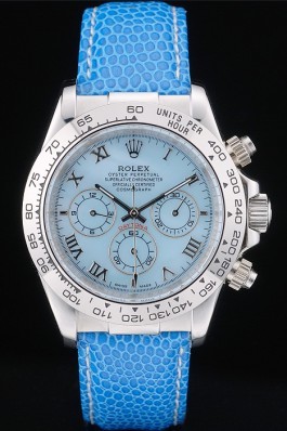 Rolex Top Replica 8389 Blue Leather Strap Blue Luxury Watch