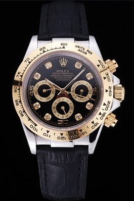 Gold Top Replica 8820 Black Leather Strap Daytona Luxury Watch