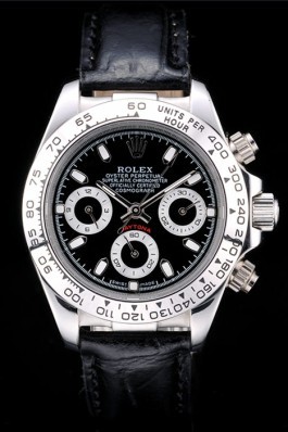 Rolex Daytona Top Replica 9175 Lady Stainless Steel Case Black Dial Black Leather Strap Tachymeter