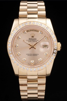 Rolex Top Replica 8797 Gold Stainless Steel Strap Luxury Gold Watch 270