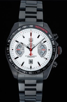 Tag Heuer Top Replica 9220 Carrera Black Stainless Steel Case White Dial