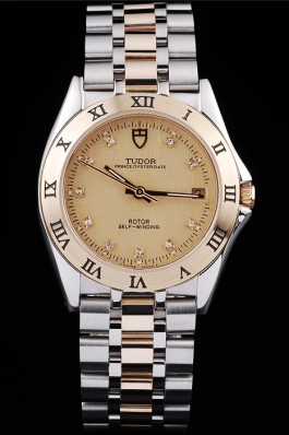 Tudor Top Replica 7487 Stainless Steel Strap Swiss Classic Prince Date Stainless Steel Case Rose Gold Bezel Gold Dial