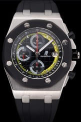 Swiss Audemars Piguet Royal Oak Offshore Black And Yellow Dial Stainless Steel Case Black Rubber Strap 622858