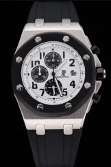 Audemars Top Replica 7664 Black Rubber Strap Royal Oak Offshore Ion Plated Stainless Steel White Dial Luxury Watch