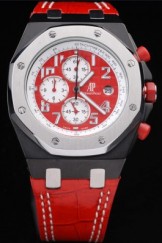 Audemars Top Replica 7607 Red Leather Strap 2008 Singapore InAugural F1 GP Limited Edition Stainless Steel Luxury Watch