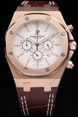 Audemars Top Replica 7651 Brown Leather Strap 30th Anniversary Rose-Gold Luxury Watch