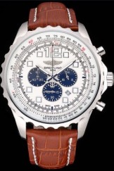 Breitling Top Replica 7895 Brown Leather Strap Navitimer Brown Leather Strap White Dial