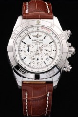 Breitling Top Replica 7860 Brown Leather Strap Luxury Stainless Steel Watch