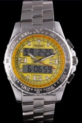 Breitling Top Replica 7856 Silver Stainless Steel Strap Certifie Yellow Dial Stainless Steel Strap Rose Gold Bezel