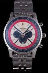 Breitling Certifie Polished Silver Stainless Steel Strap Beige Dial Chronograph 80174