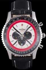 Breitling Certifie Black Leather Strap Beige Dial Chronograph 80177