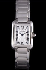 Cartier Tank Anglaise 23mm Silver Dial Stainless Steel Case And Bracelet