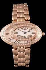 Cartier Baignoire Hypnose White Dial Diamonds Gold Case Gold Bracelet