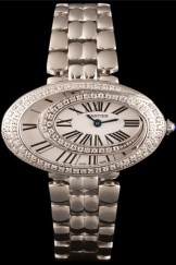 Cartier Baignoire Hypnose White Dial Diamonds Steel Case Steel Bracelet