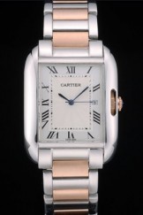 Cartier Tank Anglaise 36mm White Dial Stainless Steel Case Two Tone Bracelet