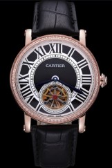 Cartier Rotonde Flying Tourbillon Diamonds Black Dial 621951