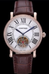 Cartier Rotonde Flying Tourbillon Diamonds White Dial 621952