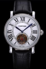 Cartier Rotonde Flying Tourbillon Diamonds White Dial 621954