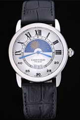 Swiss Cartier Moonphase Stainless Silver Dial White Dial 622188