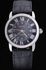 Swiss Cartier Ronde Solo Stainless Steel Case Black Dial Roman Numerals 622192
