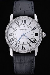 Swiss Cartier Ronde Solo Stainless Steel Diamond Case White Dial Roman Numerals 622195
