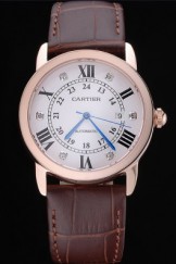 Swiss Cartier Ronde Louis Gold Case White Dial Roman and Diamond Numerals 622200