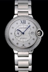 Swiss Cartier Ballon Bleu Diamond Case White Dial Stainless Steel Bracelet 622673