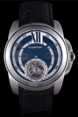 Cartier Top Replica 8031 Black Leather Strap Watch 150