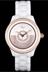 Dior VIII Grand Bal Rose Gold Bezel White Bracelet cd07 621360