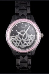 Dior VIII Baguette Cut Pink Diamonds with Diamond Encrusted Dial cd14 621367