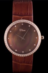 La D de Dior Brown Leather Strap with Brown Dial 621511