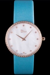 La D de Dior Blue Rubber Strap with White Dial 621512