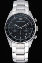Emporio Armani Sportivo Chronograph Black Dial Stainless Steel Bracelet 622349