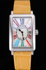 Franck Muller Long Island Classic Color Dreams White Dial Yellow Leather Strap 622364