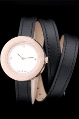 Hermes Classic Top Replica 9040 MOP Dial Black Elongated Leather Strap