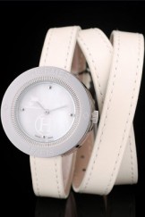 Hermes Classic Top Replica 9041 MOP Dial White Elongated Leather Strap