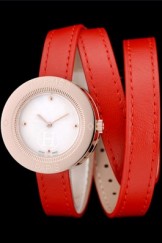 Hermes Classic Top Replica 9043 MOP Dial Red Elongated Leather Strap