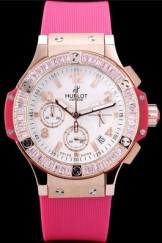 Gold Top Replica 8217 Pink Rubber Strap Hublot Luxury Watch 15